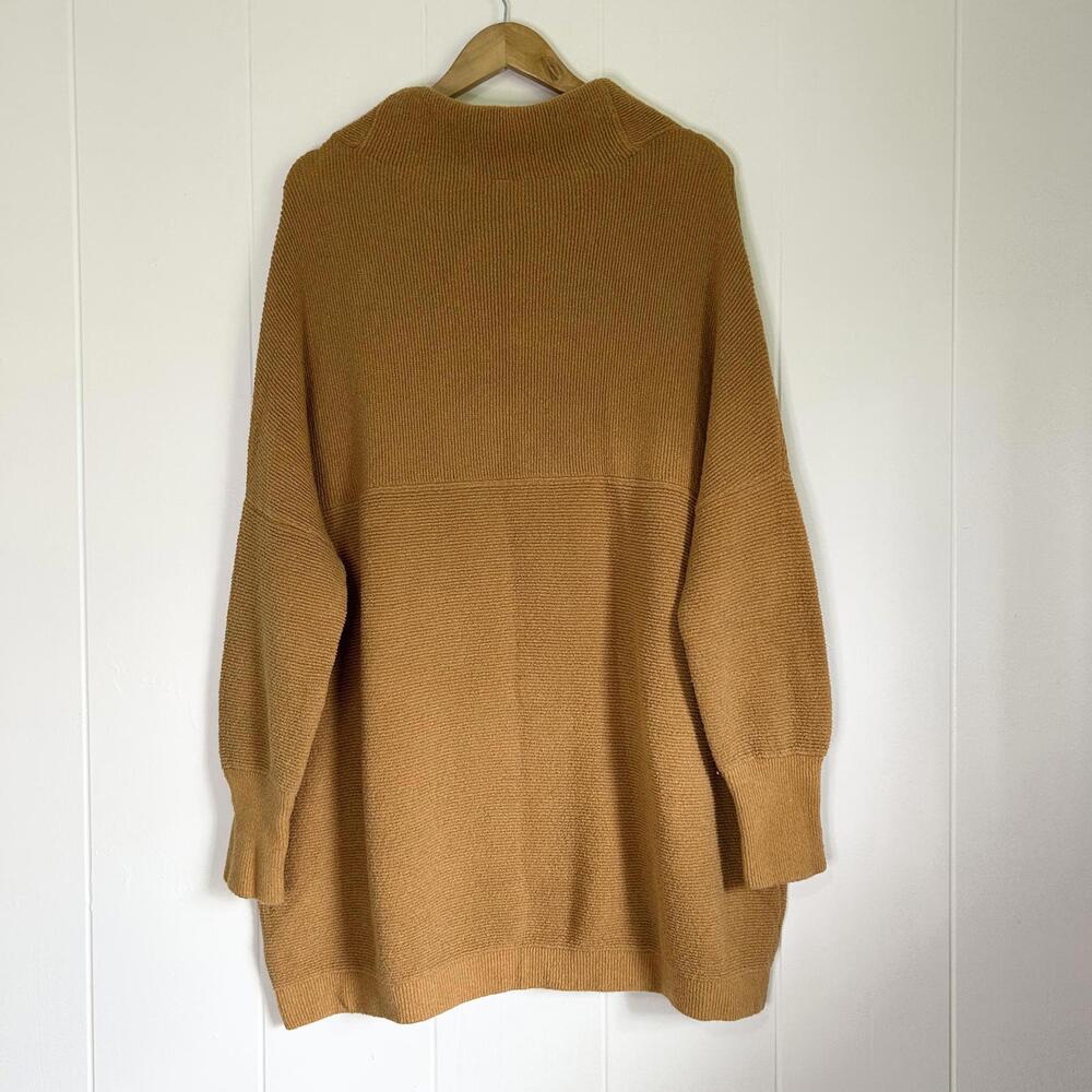 Free People Brown Ribbed Long Sleeve Pullover Turtleneck Sweater Women's Large - Picture 3 of 5
